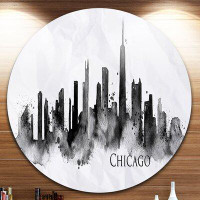 Made in Canada - Design Art 'Chicago Black Silhouette' Painting Print on Metal