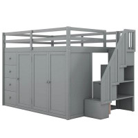 Harriet Bee Jaquai Kids Full Loft Bed with Drawers