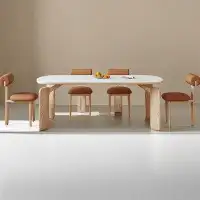 Orren Ellis 4 - Person White  Rectangular Solid Wood Sintered Stone Tabletop Dining Table Set