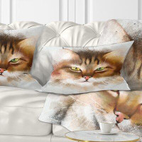 Made in Canada - East Urban Home Animal Bold Cat Watercolor Sketch Lumbar Pillow