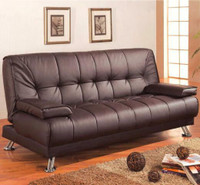 Coaster Faux Leather Convertible Sofa Bed with Removable Armrests ( 3 Colors Available )