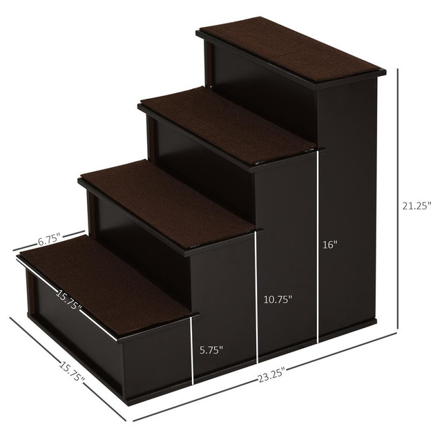 pet stair 15.7" x 23.2" x 21.3" Coffee in Accessories - Image 3
