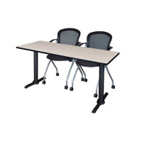 Symple Stuff Cain T-Base Training Seminar Table & 2 Cadence Nesting Chairs