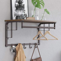 Williston Forge Tovar 5 - Hook Wall Mounted Coat Rack with Storage in Rustic Brown/Bronze
