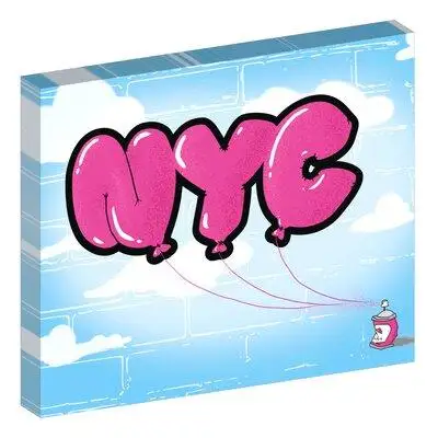 Trinx New York Balloon Graffit Art, Graphic Art Wrapped Canvas
