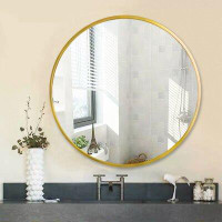 Willa Arlo™ Interiors Ostler Wall Circle Mirror Large Round Farmhouse Circular Mirror For Wall Decor Big Bathroom Make U