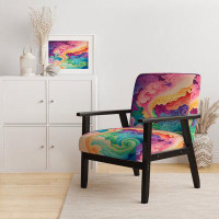 Design Art Multicolor Swirly Clouds II - Upholstered Modern Arm Chair