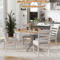 Ophelia & Co. 5-Piece Dining Table Set Wood Round Extendable Dining Table And 4 Upholstered Dining Chairs