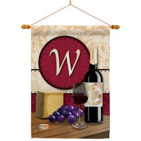 Breeze Decor Wine R Initial - Impressions Decorative Wood Dowel With String House Flag Set HS130226-BO-03
