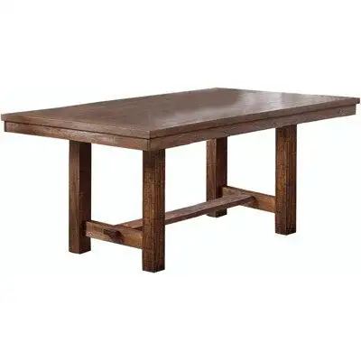 August Grove Natural Brown Finish Solid wood 1pc Dining Table Wooden Contemporary Style