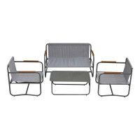 Ebern Designs 4-Piece Outdoor Patio Furniture Sets, Patio Conversation Set with Removable Seating Cushion