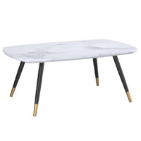 Everly Quinn Contemporary MDF & Metal, Faux Marble Finish Rectangular Coffee Table