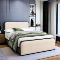 Ivy Bronx Metal Bed With Under Bed Storage, Curved Upholstered Headboard And Footboard