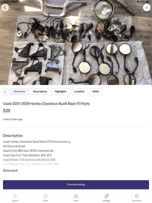 1995-2010 Harley-Davidson Buell S1 S2 M2 XB P3 Parts Lots in Motorcycle Parts & Accessories in Whitehorse - Image 4