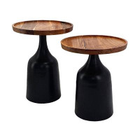 Wrought Studio Chrystian Solid Wood Block End Table Set