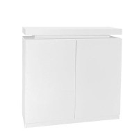 Hokku Designs Spacious High-gloss White Shoe Cabinet With Led Lighting And Adjustable Shelves