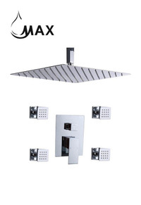 Ceiling Shower System Set Two Function With 4 Body Jets Chrome Finish