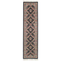 Isabelline One-of-a-Kind Finella Hand-Knotted 2010s Roodbar Black 2'6" x 10'2" Runner Wool Area Rug