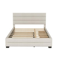 Latitude Run® Queen Upholstered Platform Bed With Twin Size Trundle And Two Drawers