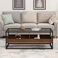 17 Stories Glass Coffee Table with Shelf