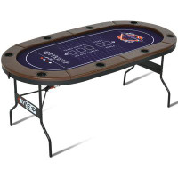 RayChee 71'' 8 - Player Foldable Poker Table with Padded Rails and Cup Holders
