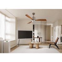 Wrought Studio 52'' Ansharah 3 - Blade Standard Ceiling Fan with Remote Control and Light Kit Included