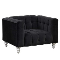 House of Hampton 42" Modern Sofa Dutch Fluff Upholstered sofa with solid wood legs, buttoned tufted backrest