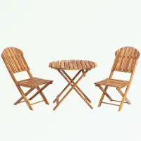 Winston Porter 3-Piece Acacia Wood outdoor conversation Set with Foldable Table and Chairs