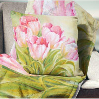 East Urban Home Floral Bunch of Tulips Oil Painting Pillow