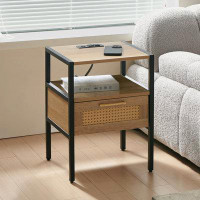 Bay Isle Home™ 15.75" Rattan End Table With Power Outlet & USB Ports