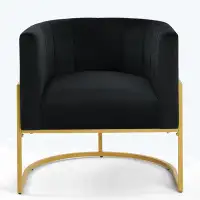 Mercer41 Upholstered Velvet Accent Chair with Golden Metal Stand