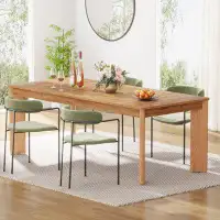 Ebern Designs 63-Inch Dining Table For 6 Person, Wood Rectangular Kitchen Table
