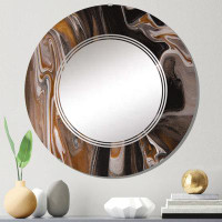 East Urban Home Black And Brown Marble Universe - Modern Wall Mirror Round