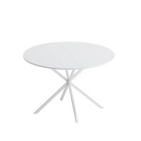 George Oliver '' Modern Cross Leg Round Dining Table, White Top Occasional Table, Two-piece Removable Top, Matte Finish