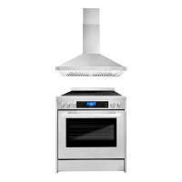 Cosmo 2 Piece Kitchen Package With 30" Freestanding Electric Range & 30" Wall Mount Range Hood