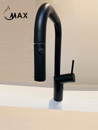 Kitchen Faucet Gooseneck New-Arc Elegant Design Pull-out 16 Matte Black