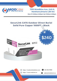 SecurLink CAT6 Outdoor Direct Burial Solid Pure Copper 1000FT Network Bulk Cable Black FOR SALE!!!