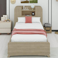 Red Barrel Studio Twin Size Platform Bed With Trundle And Light Strip Design In Headboard