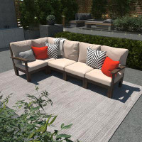 Highwood USA 54.75" Wide Outdoor U-Shaped Patio Sectional with Cushions