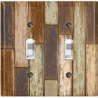 WorldAcc Metal Light Switch Plate Outlet Cover (Brown Fence - Double Toggle)