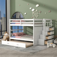 Harriet Bee Bunk Bed With Twin Size Trundle And Staircase