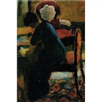 Buyenlarge 'Elisabeth at the Desk' by August Macke Painting Print