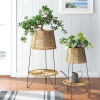 Dovecove Cawley SET OF TWO SEAGRASS AND IRON PLANTERS