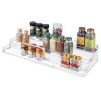 mDesign Rebrilliant Expandable Kitchen Cabinet, Pantry Organizer/Spice Rack - Charcoal Grey