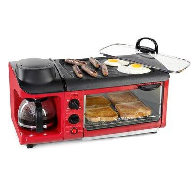 Nostalgia Nostalgia Retro 3-in-1 Family Size Electric Breakfast Station, Coffeemaker, Griddle, Toaster Oven, Aqua in Coffee Makers