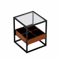 17 Stories 17.72" Modern Coffee Table Side Table With Storage Shelf And Metal Table Legs For Bedroom