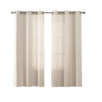 Ebern Designs Linen Textured Curtains  For Living Room Bedroom Grommet Top Light Filtering Casual Weave Window Drapes 2