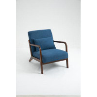 TORREFLEL Mid Century Modern Accent Chair With Wood Frame, Upholstered Living Room Chairs With Waist Cushion, Reading Ar
