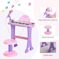 KIDS PIANO ELECTRONIC KEYBOARD INSTRUMENT WITH MICROPHONE AND STOOL 32 KEYS MUSICAL TOY ORGAN EDUCATIONAL GIFT FOR CHILD