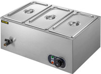 NEW 110V COMMERCIAL BUFFET 3 PAN FOOD WARMER 850W STAINLESS STEEL 454423